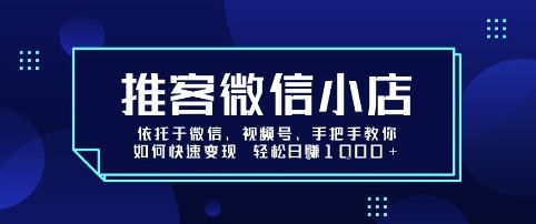 推客微信小店依托于微信、视频号，手把手教你如何快速变现 轻松日入1k+【揭秘】-新时光资源网