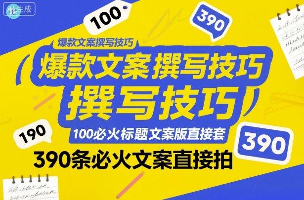 爆款文案撰写技巧,100个必火标题文案模版直接套,390条必火文案直接拍-新时光资源网