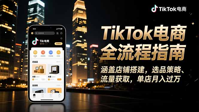 TikTok电商全流程指南，涵盖店铺搭建、选品策略、流量获取，单店月入过万-新时光资源网
