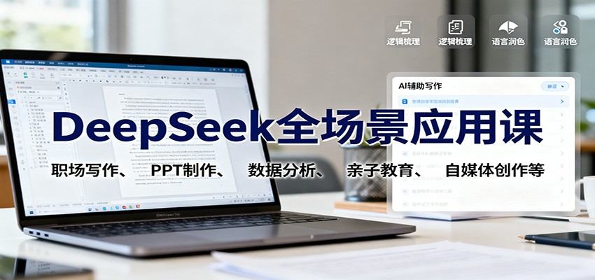 DeepSeek全场景应用课:职场写作、 PPT制作、数据分析、亲子教育、自媒体创作等-新时光资源网