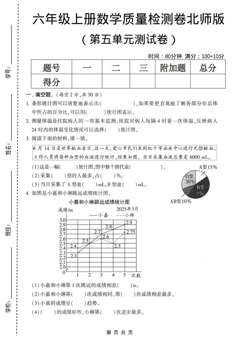 六年级上数学第五单元测试卷《北师版》2-新时光资源网