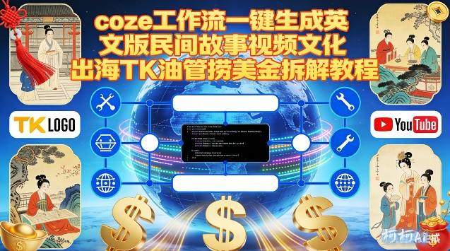Coze扣子工作流一键生成英文版民间故事视频,文化出海TK油管捞美金拆解教程-新时光资源网