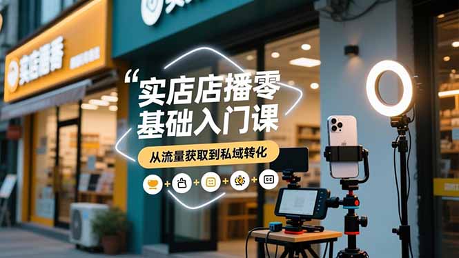 实体店播零基础入门课，实体店+短视频+直播+微信生态+私域社群，从流量获取到私域转化-新时光资源网