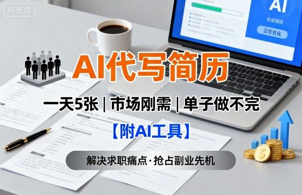 AI代写简历，一天5张，今年找工作难，市场刚需，单子做不完【附AI工具】-新时光资源网