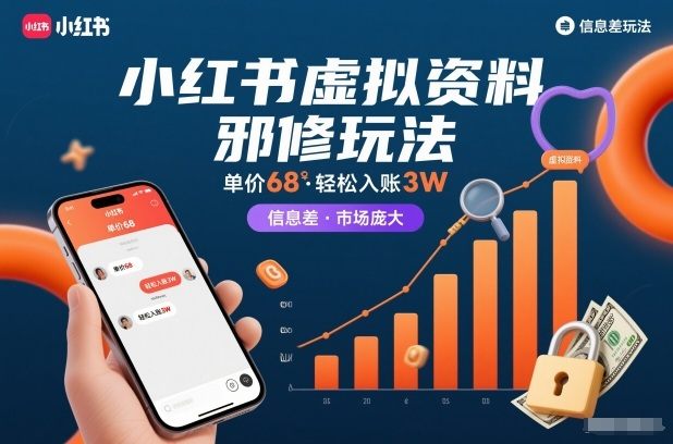 小红书虚拟资料邪修玩法，单价68，轻松入账3W，信息差玩法，市场庞大-新时光资源网