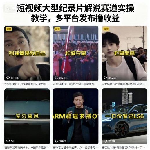 短视频大型纪录片解说赛道实操教学，多平台发布撸收益-新时光资源网