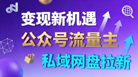公众号流量主+私域网盘拉新，多方式变现，简单易上手，当天就有收益-新时光资源网