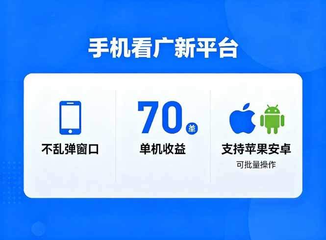 看广新平台，不乱弹窗口，单机做到了70加，支持苹果和安卓可批量，做到了日入1万+-新时光资源网