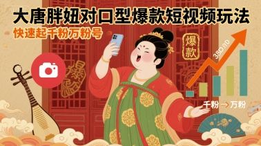 大唐胖妞对口型爆款短视频玩法，快速起千粉万粉号-新时光资源网