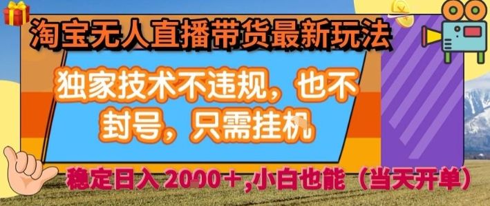淘宝无人直播带货最新玩法，独家技术不违规，也不封号，全自动运行，只需挂着，  稳定日入2k【揭秘】-新时光资源网