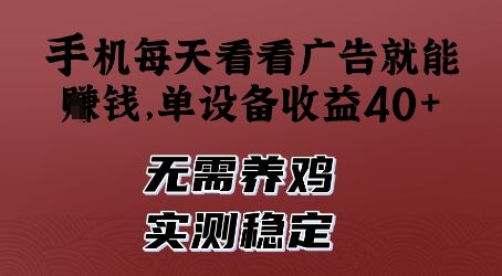 手机每天看看广告就能挣钱，单设备收益40+，无需养鸡，实测稳定【揭秘】-新时光资源网