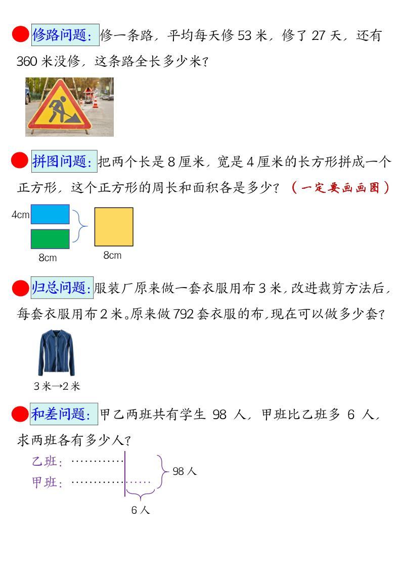 三下数学【易错思维应用题专项（空白）】-新时光资源网
